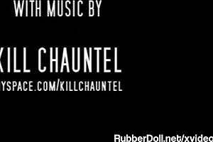 Latex Lover Rubberdoll Uses Huge Strapon to Bang Rubber Painted Lady in Doggystyle and Cowgirl