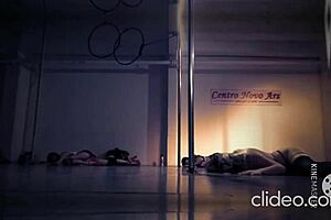 The doctor does a sexy pole dance, showing off her ass in the hospital?