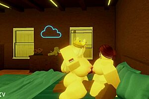 Wow, this Robloxian BBC guy takes on two snowbunnies in bed 😍