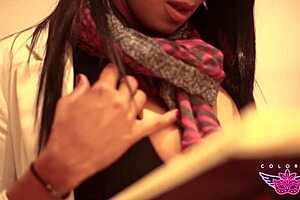 wet shaved pussy girl fingers deep in her cunt with glasses.