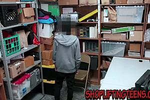 Blonde security guard gets spunked on big tits