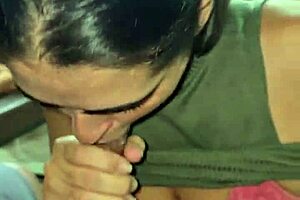 The sailor girl hotwife sucks his dick until she gets his sperm