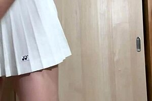 Tennis club girl forced with embarrassing underwear and anal plug during nipple training. Volleyball club girl with tail anal plug