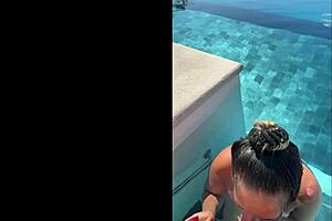 Public bj at infinity pool in Costa Rica with girlfriend and interracial couple