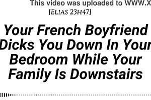 Your French Boyfriend Dicks You Down Quietly at Home!