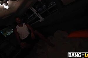 Eighteen-year-old blonde size queen Rocket Powers rides Izzy Rae in doggystyle interracial hardcore.