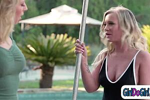 Blonde Wife Cheats With Poolgirl In Facesitting