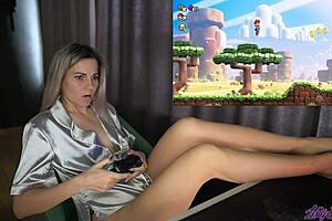 Horny cosplayer orgasms from vibrator during stream