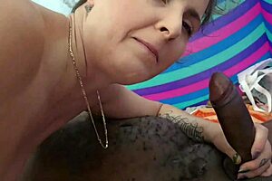 Caribbean nude beach cuckold voyeur action, watch her flash that pussy!