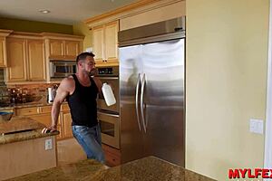 Bad boy cums in sister-in-law's anus while bent over.