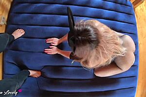 Pov dirty couple sex - fuck young 18+ girlfriend in mask rabbit and sexy costume