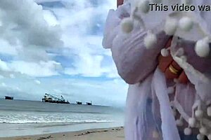 crazy milf passionately jerks me off in public