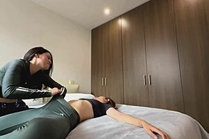 Two lesbians experiment with hard sex