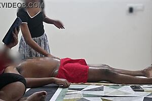 happy ending spa massage in front of customer lady