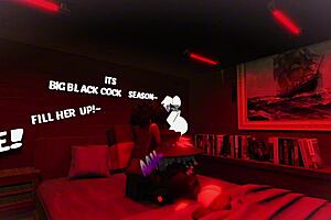 I passionately stretch this femboy's big ass with my huge black cock, making him moan in pleasure.