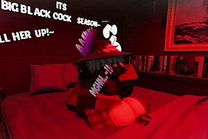 I passionately stretch this femboy's big ass with my huge black cock, making him moan in pleasure.