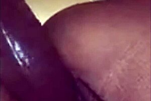 ebony babe play with pussy with big dildo, so wet