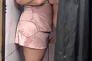 She says, 'Come here, big-assed babe, let's fuck in the dressing room'