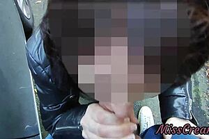 Dick Flash Pull Out Cock in Front of Hot Girl Between Cars on Public Street She Helps Cum Real Risky