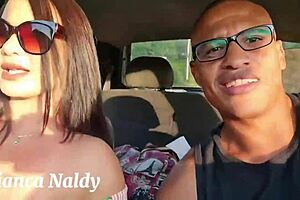 Best Passenger In Sex Ride App: Beautiful Brunette Amateur Flashes Big Tits And Pussy In Public Car.