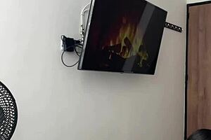 cute brunette enters her stepbrothers room and gives him a sloppy blowjob -amateur couple- nysdel