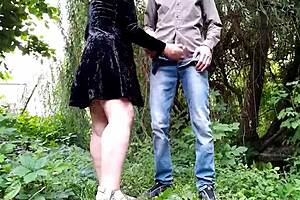 milf doggy style outdoors with cum on ass 😈