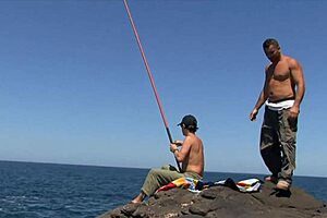 intriguing double penetration in outdoor location with curvy blonde wearing stockings and heels