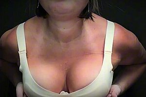 bouncing saggy tits with moaning mature milf