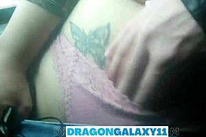 We gave a risky blowjob on the bus and almost got caught