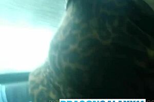 We gave a risky blowjob on the bus and almost got caught