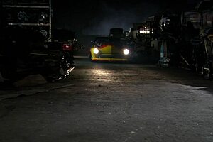 Voluptuous blonde fucked on car hood, huge cumshot.