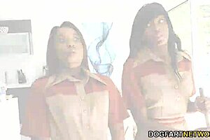 Lesbian Natasha Nice, Ashley Pink, and Lacey London in Intense Ebony Action