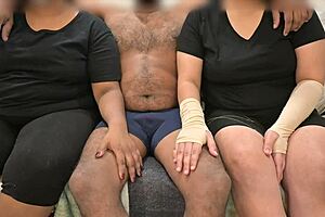 Passionate Threesome Handjob With Wife And Friend