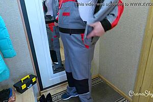 lucky plumber catches housewife masturbating with toys