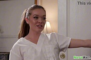 Blonde Masseuse Rubs Naked Wet Body Against Client! Katie Kush Victor Ray