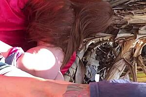 outdoor anal session with slut on all fours, ass damaged as sex toy