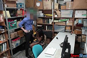 BIG BOOBED EBONY TEEN 18+ THIEF FUCKS ON CCTV BY LP OFFICER