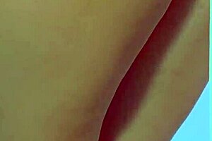 College desi in sexy dress and sneakers masturbates with glass dildo