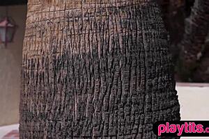 big boobs petite ebony beauty flaunts her chocolaty nude body in pool, she's so hot and inviting