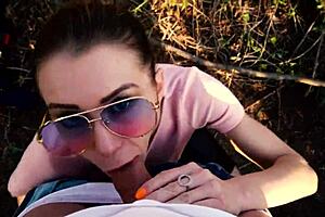 she pulls panties after park creampie