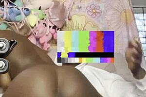 Casual Couch Fuck with Petite Ebony Midget and Big Black Cock.