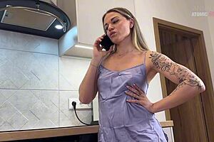 Intriguing Slutty Wife Gets Fucked by Huge-Cocked Black Plumber in Wet Kitchen