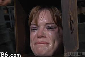 Beautiful babe's sweet nipples receive painful treatment!