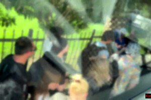 Public dick flashing in the bus - pervert jerks off on girl and she grabs his cock