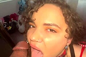 curly-haired beauty enjoys gentle facial