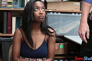 BIG BOOBED EBONY TEEN 18+ THIEF FUCKS ON CCTV BY LP OFFICER