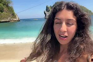 Walking With Hot Cum On My Face On Public Beach!