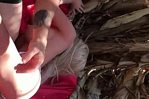 outdoor anal session with slut on all fours, ass damaged as sex toy