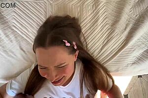 I bend my cute amateur babe over and fuck her doggystyle until I cum loudly