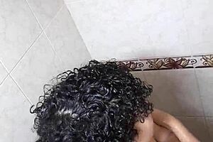 She Showers for Self-Pleasure in Bedroom